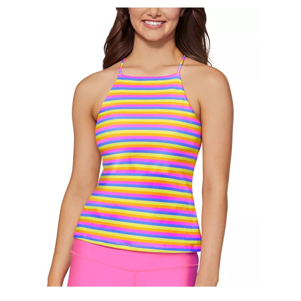NWT Raisins Juniors' Shorebreak High-Neck Striped Tankini Top Size L $50 LLL187